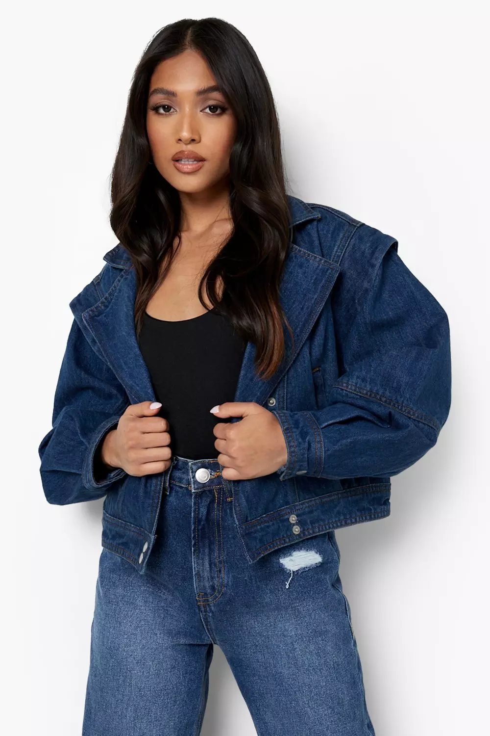 Oversized petite denim on sale jacket